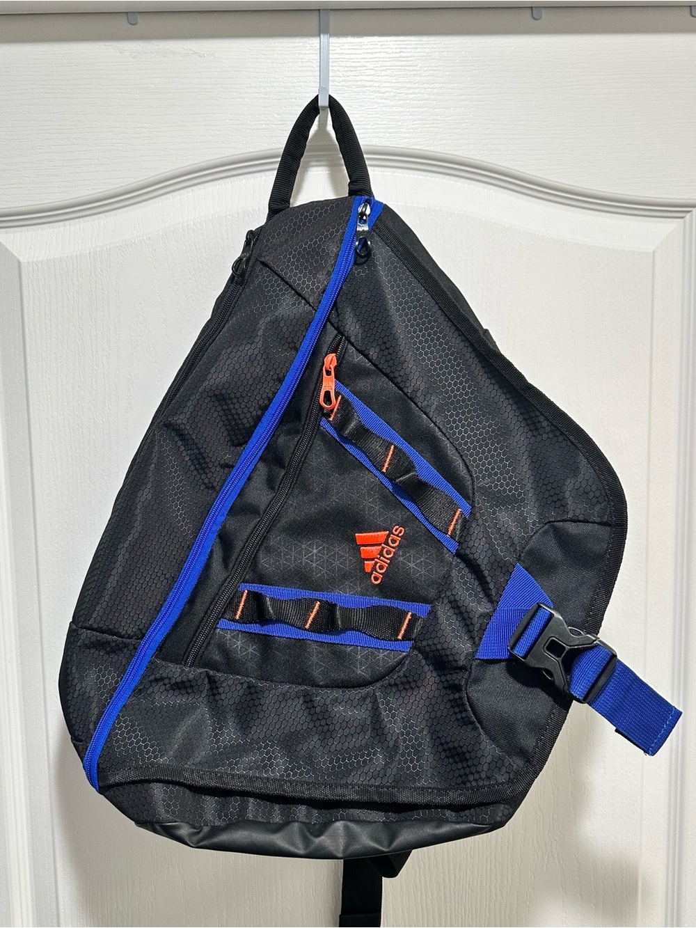 Adidas Black Sling Bag with Blue & Orange Accents